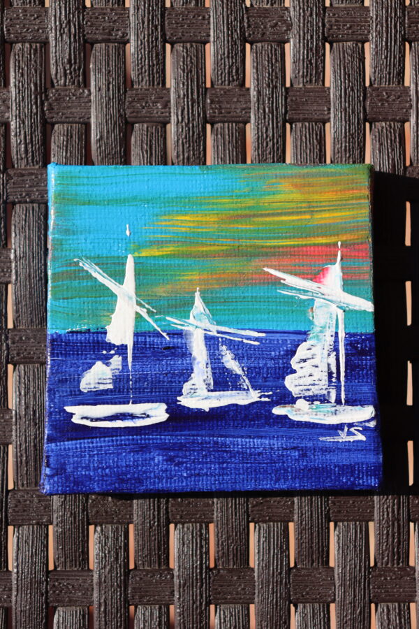 Dřevěná dekorace plátno mini „Regata“ - Image 2
